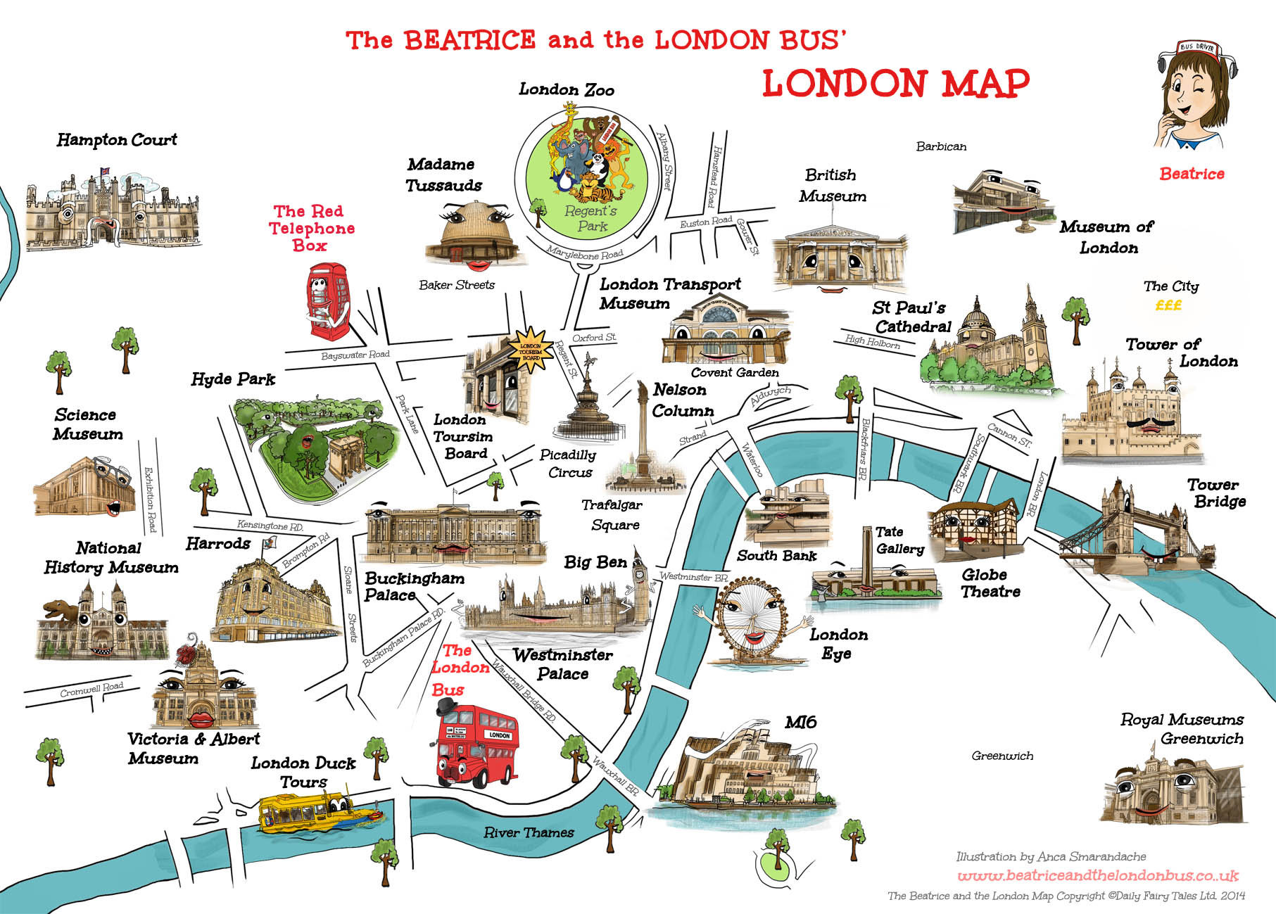THE BEATRICE AND THE LONDON BUS' LONDON MAP