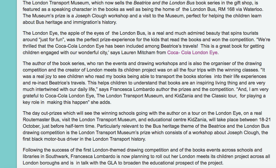 It’s a wrap! 120 Children win the first Beatrice and the London Bus drawing competition!